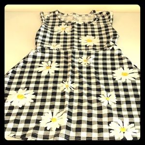 Daisy Print Plaid Summer Dress Size 4-5 Cute!